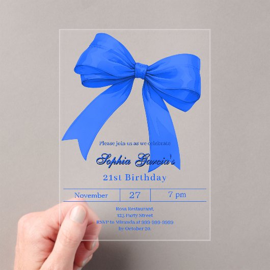 Invitations En Acrylique bleu bleu bleu bleu bleu arc anniversaire clair (In situ (ordinateur de poche))