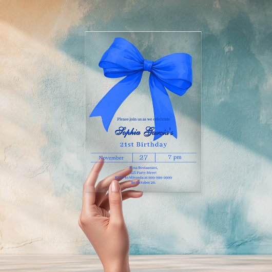 Invitations En Acrylique bleu bleu bleu bleu bleu arc anniversaire clair