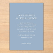 Invitations En Acrylique Bleu bleu clair simple Mariage moderne (Recto)