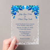 Invitations En Acrylique Bleu clair Roses Flocon de neige Noël (In situ (ordinateur de poche))