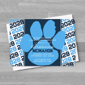 Invitations En Acrylique Bleu clair tendance et la Pawprint de graduation d