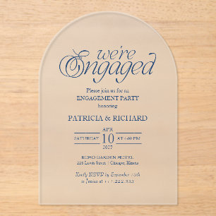 Invitations En Acrylique Bleu de Cobalt Minimaliste Fiançailles Arch Party
