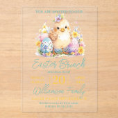 Invitations En Acrylique Bleu de Pâques de poulet mignonne (Recto)