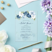 Invitations En Acrylique Bleu Dusty Fête des mariées de feuillage (Insitu (Mariage))