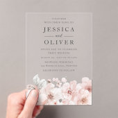 Invitations En Acrylique Bleu & Grey Magnifique Mariage Floral (In situ (ordinateur de poche))