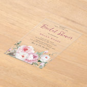 Invitations En Acrylique Bleu magnifique et Rose Fête des mariées moderne (Poser)