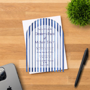Invitations En Acrylique Bleu marine et rayures blanches, design côtier nau