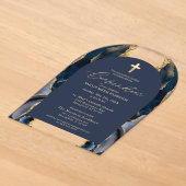 Invitations En Acrylique Bleu Nuit Or Agate Confirmation Moderne (Poser)
