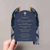 Invitations En Acrylique Bleu Nuit Or Agate Confirmation Moderne (In situ (ordinateur de poche))
