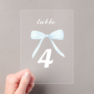 Invitations En Acrylique bleu pastel chiffres de table