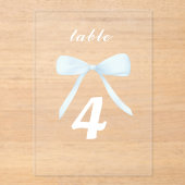 Invitations En Acrylique bleu pastel chiffres de table (Recto)