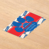 Invitations En Acrylique Bleu, rouge et blanc Pawprint Graduation Frosted (Poser)