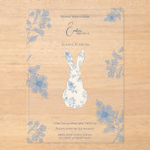 Invitations En Acrylique Bleu toile Pâques (Recto)