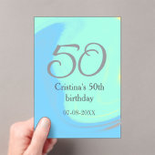 Invitations En Acrylique bleu vert gris 50e anniversaire ajouter nom date r (In situ (ordinateur de poche))