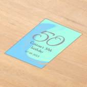 Invitations En Acrylique bleu vert gris 50e anniversaire ajouter nom date r (Poser)