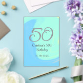 Invitations En Acrylique bleu vert gris 50e anniversaire ajouter nom date r (Insitu (Mariage))