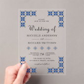 Invitations En Acrylique Blue and Black Ukrainian Embroidery Wedding (In situ (ordinateur de poche))