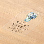 Invitations En Acrylique Blue and White Peony Mason Jar Wedding (Poser)