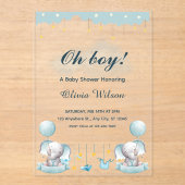 Invitations En Acrylique Blue and White Playful Baby Shower (Recto)