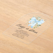 Invitations En Acrylique Blue Bow Baby in Bloom Floral Boy Baby shower (Poser)