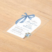 Invitations En Acrylique Blue Bow Floral Cross Boy Baptism & Christening (Poser)