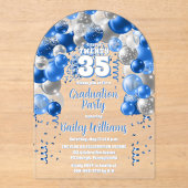 Invitations En Acrylique Blue Celebration Ballons Graduation Party (Recto)
