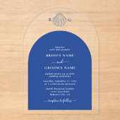 Invitations En Acrylique Blue Clam Seashells Coastal Seaside Beach Wedding (Recto)