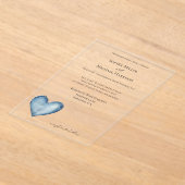 Invitations En Acrylique Blue Denim Jean Heart Wedding (Poser)