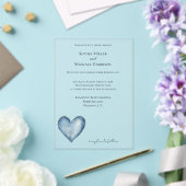 Invitations En Acrylique Blue Denim Jean Heart Wedding (Insitu (Mariage))