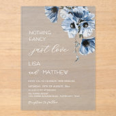 Invitations En Acrylique Blue Flowers White (Recto)