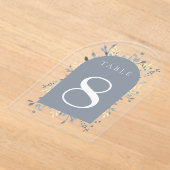 Invitations En Acrylique  blue foliage table number 8 (Poser)