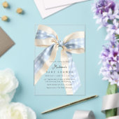 Invitations En Acrylique Blue Gingham Checks Bow Cute Baby Shower (Insitu (Mariage))