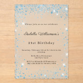 Invitations En Acrylique Blue glitter winter party frosted birthday (Recto)