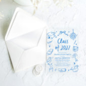 Invitations En Acrylique Blue Hand Drawn Class of 2027 Graduation Party