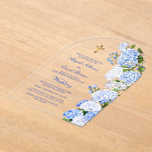 Invitations En Acrylique Blue Hydrangea Arch Religious Wedding (Poser)