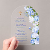 Invitations En Acrylique Blue Hydrangea Arch Religious Wedding (In situ (ordinateur de poche))