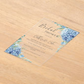 Invitations En Acrylique Blue Hydrangea Floral Bridal Shower (Poser)