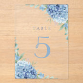 Invitations En Acrylique blue hydrangea flowers table 5 (Recto)