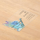Invitations En Acrylique Blue Hydrangea Lavender Wedding Enregistrer la dat (Poser)