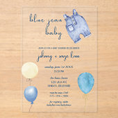 Invitations En Acrylique Blue Jean Baby | Baby shower moderne | ballons gon (Recto)