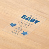 Invitations En Acrylique Blue Jean Baby | Baby shower moderne | Patchwork (Poser)