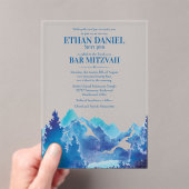 Invitations En Acrylique Blue Majestic Mountain Watercolor Bar Mitzvah (In situ (ordinateur de poche))