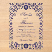 Invitations En Acrylique Blue Mexican Timeless Wedding  (Recto)