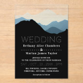 Invitations En Acrylique Blue Mountain Range, Rustic Wedding (Recto)