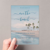 Invitations En Acrylique Blue Ocean Palm Tree Beach Wedding (In situ (ordinateur de poche))