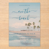 Invitations En Acrylique Blue Ocean Palm Tree Beach Wedding (Recto)