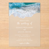 Invitations En Acrylique Blue Ocean Waves Plage tropicale Mariage (Recto)