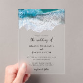 Invitations En Acrylique Blue Ocean Waves Plage tropicale Mariage (In situ (ordinateur de poche))