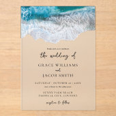 Invitations En Acrylique Blue Ocean Waves Plage tropicale Mariage (Recto)