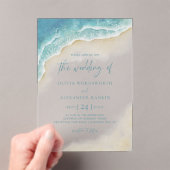 Invitations En Acrylique Blue Ocean Waves Summer Beach Wedding (In situ (ordinateur de poche))